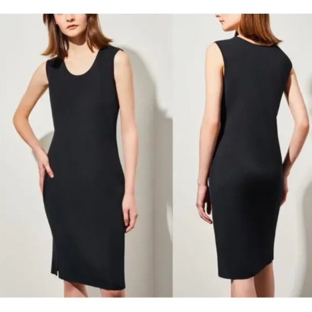 Ming Wang Dress S Small Black Stretch Knit Crew Neck Tank $250 NEW